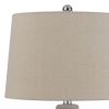 27 Inch Table Lamp Set of 2, Ceramic Base, Hardback Fabric Shade, Ivory