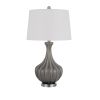 29 Inch Accent Table Lamp Set of 2, Elegant Tapered Glass Base, Slate Gray