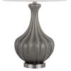 29 Inch Accent Table Lamp Set of 2, Elegant Tapered Glass Base, Slate Gray