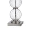 29 Inch Accent Table Lamp Set of 2, Stacked Crackle Glass balls, Silver
