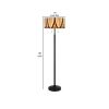 Eli 60 Inch Tiffany Style Floor Lamp, Glass Shade, Metal Base, Antique Bronze