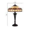 Xia 26 Inch Tiffany Style Vintage Table Lamp, Glass Shade, Antique Bronze