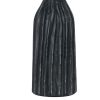 25 Inch Set of 2 Artisanal Ceramic Accent Table Lamp, Fluted, Grayed Black