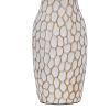 23 Inch Set of 2 Ceramic Accent Table Lamp, Hammered Base, White, Gold