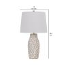23 Inch Set of 2 Ceramic Accent Table Lamp, Hammered Base, White, Gold