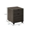 20 Inch Wood Rolling File Cabinet, 1 Large Cabinet, 1 Drawer, Dark Oak