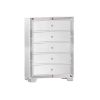 Eli 46 Inch Modern Wood Tall Dresser Chest, 5 Drawers, Mirrored, White
