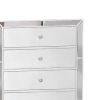 Eli 46 Inch Modern Wood Tall Dresser Chest, 5 Drawers, Mirrored, White