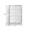 Eli 46 Inch Modern Wood Tall Dresser Chest, 5 Drawers, Mirrored, White
