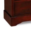 Liam 48 Inch 5 Drawer Wood Tall Dresser Chest, Molded Trim, Cherry Brown
