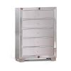 Eli 46 Inch Deluxe Wood 5 Drawer Tall Dresser Chest, Mirrored Trim, Silver