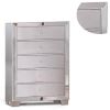 Eli 46 Inch Deluxe Wood 5 Drawer Tall Dresser Chest, Mirrored Trim, Silver