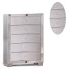 Eli 46 Inch Deluxe Wood 5 Drawer Tall Dresser Chest, Mirrored Trim, Silver