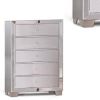 Eli 46 Inch Deluxe Wood 5 Drawer Tall Dresser Chest, Mirrored Trim, Silver