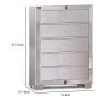 Eli 46 Inch Deluxe Wood 5 Drawer Tall Dresser Chest, Mirrored Trim, Silver