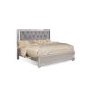 Eli Crystal Tufted Queen Bed, LED, Mirror Inlays, Wood, Gray Velvet, Silver