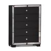 Eli 46 Inch Deluxe 5 Drawer Tall Dresser Chest, Mirrored Trim, Wood, Black