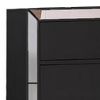 Eli 46 Inch Deluxe 5 Drawer Tall Dresser Chest, Mirrored Trim, Wood, Black