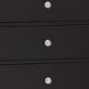 Eli 46 Inch Deluxe 5 Drawer Tall Dresser Chest, Mirrored Trim, Wood, Black