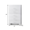 Vin 48 Inch Modern Tall Dresser Chest, 5 Gliding Drawers, Crisp White