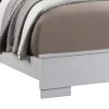 Vin Modern Queen Size Bed, Panel Headboard, LED Light, Crisp White Finish