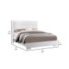 Vin Modern Queen Size Bed, Panel Headboard, LED Light, Crisp White Finish