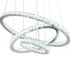 12-47 Inch Adjustable Chandelier, Offset Circle Design Silver Chrome Finish