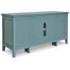 Anya 47 Inch Rustic TV Entertainment Console,  Open Shelf, 4 Baskets, Blue