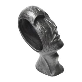 12 Inch Human Face Accent Decor, Metal, Life Like Appeal, Gray
