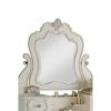 63 Inch Wood Classic Vanity Desk with Mirror, 3 Drawers, Carved, White