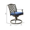 Wynn 25 Inch Modern Patio Dining Swivel Chair with Cushion, Set of 2, Blue