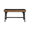 Eli 52 Inch 3 Drawer Home Office Desk, Mahogany Wood, Black, Brown