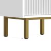 Beth 27 Inch 2 Drawer Nightstand, Corrugated, Mahogany Wood, White, Gold