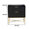 Rexi 26 Inch 2 Drawer Nightstand, Honeycomb, Mahogany Wood, Black, Gold