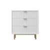 Beth 34 Inch 3 Drawer Small Dresser Chest, Mahogany Wood, White, Gold