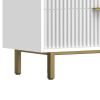 Beth 34 Inch 3 Drawer Small Dresser Chest, Mahogany Wood, White, Gold