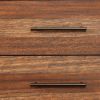 Paul 35 Inch Small Dresser Chest, 3 Drawers, Metal Bar Handles, Warm Brown