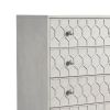 Rue 48 Inch 5 Drawer Dresser Chest, Textured Honeycomb Design, Light Gray