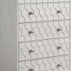 Rue 48 Inch 5 Drawer Dresser Chest, Textured Honeycomb Design, Light Gray