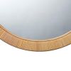 36 Inch Coastal Style Round Mirror, Hand Woven Rattan Frame, Glass, Brown