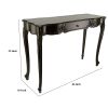 Troy 32 Inch Classic Wood Console Table, 1 Drawer, Floral Cared, Brown