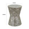19 Inch Luxury Accent Table Stool, Star Foliage Pattern, Gray and Brown