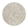18 Inch Luxury Accent Table Stool, Foliage Star Pattern, Champagne White