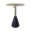 20 Inch Modern Aluminum Accent Table, Crocodile Textured Table, Gold, Black