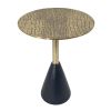 20 Inch Modern Aluminum Accent Table, Crocodile Textured Table, Gold, Black