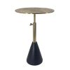 20 Inch Modern Aluminum Accent Table, Crocodile Textured Table, Gold, Black