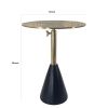 20 Inch Modern Aluminum Accent Table, Crocodile Textured Table, Gold, Black