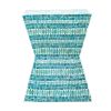 14 Inch Capiz Accent Table Stool, Blue Mosaic Geometric Hourglass Shape