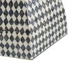 17 Inch Modern Hexagonal Table Stool, Capiz Inlaid Platform, White, Black