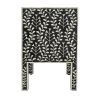 24 Inch Storage Chest, 2 Drawers, Bone Inlay, Floral Pattern, Modern, Black